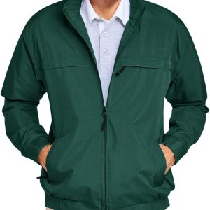 Men's Lightweight Full Zip Jackets Golf Stand Collar Bomber Jacket Casual Windbreaker Outwear