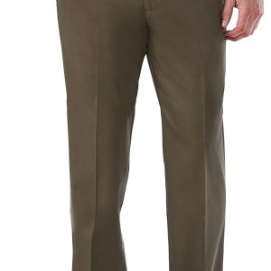Men's Premium No Iron Khaki Classic Fit Expandable Waist Flat Front Pant (Regular and Big & Tall Sizes)