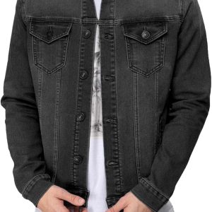 Men’s Rugged Wear Button Down Denim Jacket Fashion, Classic Long Sve Jean Jacket
