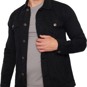 Denim Jacket Men - Casual Vintage Regular Fit Button Down Trucker Style – Mens Jean Jackets Stylish Everyday Outerwear