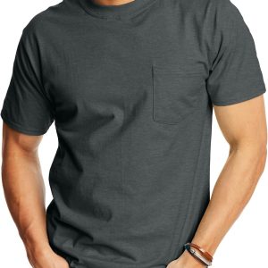 Mens Pocket, Heavyweight Cotton Pocket Tee for Men, Full-Cut T-Shirt, 1 Or 2 Pack