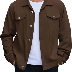 Men's Cotton Denim Jacket Lightweight Trucker Jackets Casual Washed Jean Jacket