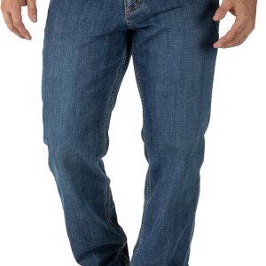 Men's  Straight Jeans Mechanical Stretch Fabric Classic Pockets Style