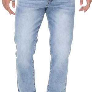 men Stretch Regular Fit Straight-Leg Cotton Fashion Comfort Flex Waist Denim Pants Jeans
