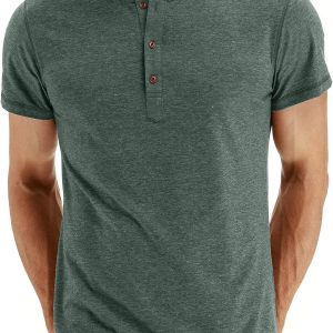 Mens Fashion Casual Front Placket Basic Long/Short Sleeve Henley T-Shirts